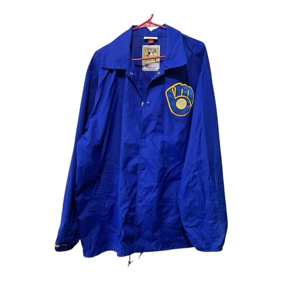 Milwaukee Brewers Mitchell & Ness Cooperstown Collection Baseball Jacket 3XL - Picture 1 of 12